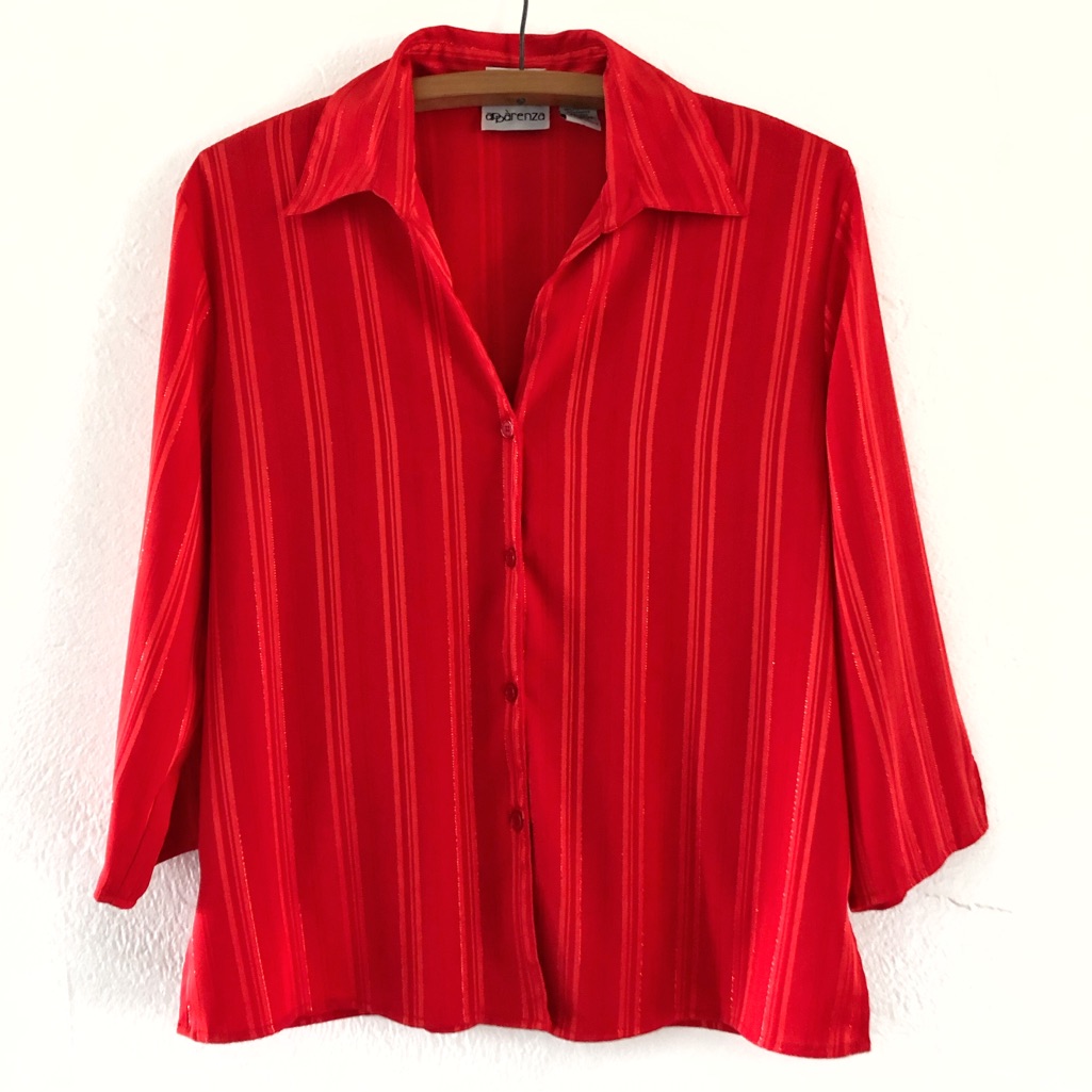 Appàrenza Vertical Striped Button Down Blouse, image size:1025x1025